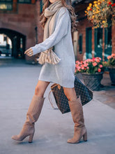 Load image into Gallery viewer, Warm Casual Solid Color High Neck Knitted Dress

