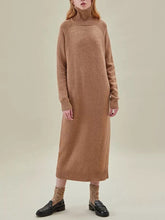 Load image into Gallery viewer, Casual Long Sleeve High Neck Knitted Maxi Dress
