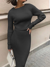 Load image into Gallery viewer, Fashion Casual Long Sleeve Round Neck Solid Color Two-piece Suit
