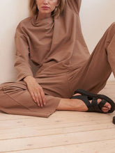 Load image into Gallery viewer, Casual Simple Loose Round Neck Long Sleeve Top Pants Set
