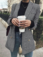 Load image into Gallery viewer, Check Button Fashion Casual Coat
