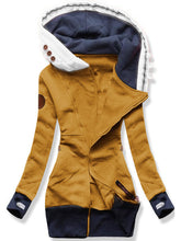 Load image into Gallery viewer, Autumn And Winter Ladies Hooded Casual Color Matching Jacket
