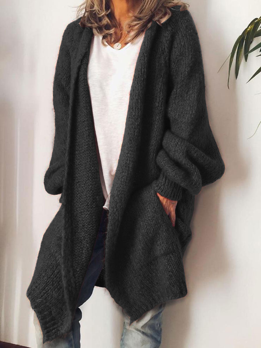 Plus Size Casual Solid Long Sleeve Pockets Outerwear