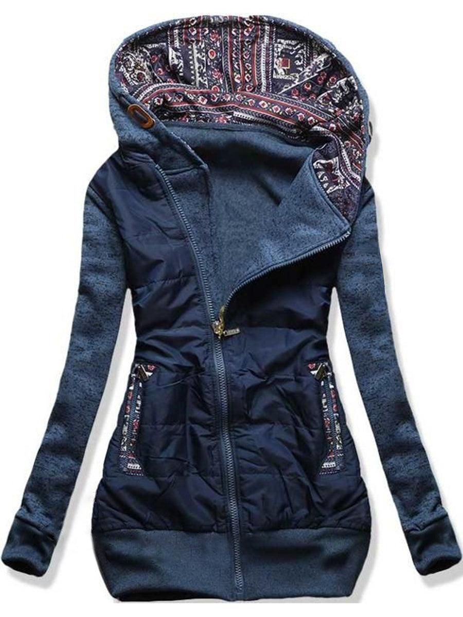 Winter Warm Women's Retro Printed Zipper Jacket