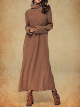 Load image into Gallery viewer, Casual Loose High Neck Long Sleeve Sweater Dress
