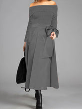 Load image into Gallery viewer, Elegant Off Shoulder Bow Warm Casual Dress
