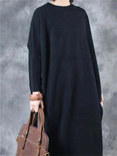 Load image into Gallery viewer, Retro Solid Color Casual Long Women&#39;S Knitted Dress
