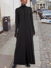 Load image into Gallery viewer, Fashion High Neck Knitted Split Solid Color Dress
