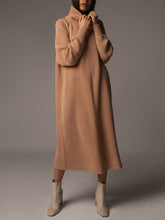 Load image into Gallery viewer, Solid Color Turtleneck Casual Sweater Dress

