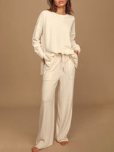 Load image into Gallery viewer, Simple Casual Loose Round Neck Long Sleeve Top Pants Suit
