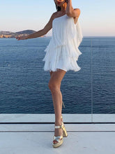 Load image into Gallery viewer, Fashion Sexy One-shoulder Fringed Mini Dress
