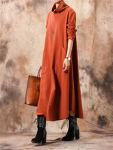 Load image into Gallery viewer, Casual High Collar Pocket Solid Color Women&#39;S Knitted Dress
