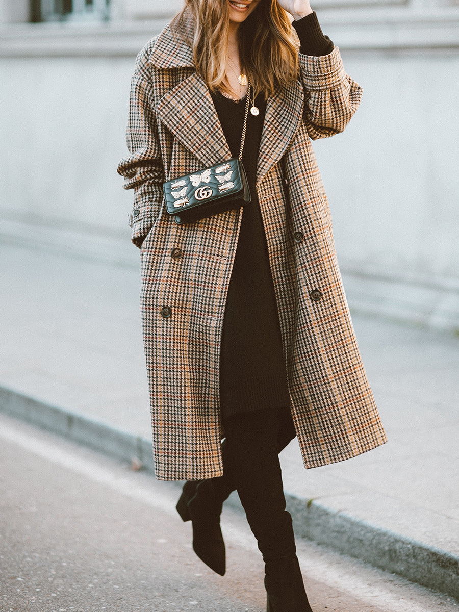 Fashion Plaid Loose Casual Long Coat