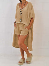 Load image into Gallery viewer, Autumn Loose Mid-length Sleeves Tie Shorts Three-piece Suit
