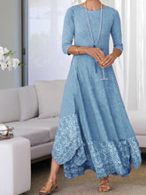 Load image into Gallery viewer, Elegant Embroidered Round Neck Three-quarter Sleeve Midi Skirt
