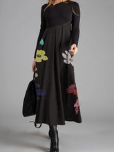 Load image into Gallery viewer, Printed Stitching High Waist Long Sleeve Casual Dress
