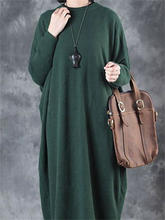 Load image into Gallery viewer, Retro Solid Color Casual Long Women&#39;S Knitted Dress
