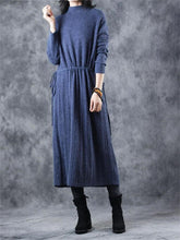 Load image into Gallery viewer, Casual Retro Drawstring Pleated Women&#39;S Sweater Dress
