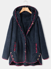 Load image into Gallery viewer, Artistic Print Stitching Lamb Wool Hooded Women&#39;s Jacket
