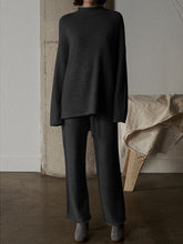 Load image into Gallery viewer, Fashion Knitted Small High Collar Solid Color Casual Ladies Two-piece Suit
