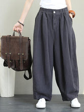 Load image into Gallery viewer, Women&#39;s Button Loose Cotton and Linen Wide-leg Pants
