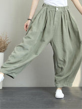 Load image into Gallery viewer, Women&#39;s Button Loose Cotton and Linen Wide-leg Pants
