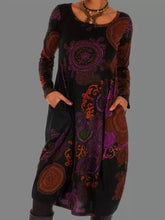 Load image into Gallery viewer, Casual Floral Tunic Pockets Midi Dress
