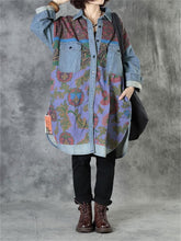 Load image into Gallery viewer, Retro Literary Casual Loose Denim Print Blouse
