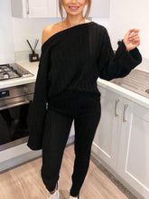 Load image into Gallery viewer, Knit Slash Neck Lounge Pants Set
