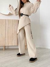 Load image into Gallery viewer, Irregular Turtleneck Sweater Knit Two-Piece Suit
