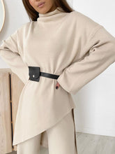 Load image into Gallery viewer, Irregular Turtleneck Sweater Knit Two-Piece Suit
