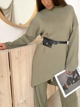 Load image into Gallery viewer, Irregular Turtleneck Sweater Knit Two-Piece Suit
