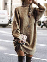 Load image into Gallery viewer, Autumn And Winter High-Neck Solid Color Women&#39;S Sweater Dress
