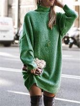 Load image into Gallery viewer, Autumn And Winter High-Neck Solid Color Women&#39;S Sweater Dress
