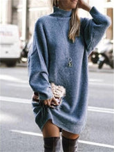Load image into Gallery viewer, Autumn And Winter High-Neck Solid Color Women&#39;S Sweater Dress
