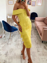 Load image into Gallery viewer, Fashion Sexy One-shoulder Fringed Midi Dress
