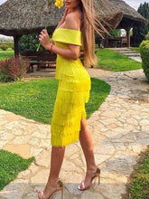 Load image into Gallery viewer, Fashion Sexy One-shoulder Fringed Midi Dress
