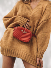 Load image into Gallery viewer, Fashion V-neck Knitted Sweater Mini Dress
