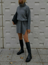 Load image into Gallery viewer, Fashion Solid Color Turtleneck Knitted Sweater Mini Dress
