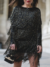 Load image into Gallery viewer, Fashion Casual Long Sleeve Tassel Elegant Dress
