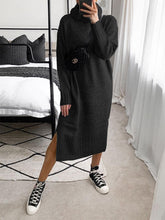 Load image into Gallery viewer, Solid Color Loose Turtleneck Knitted Sweater Midi Dress
