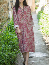 Load image into Gallery viewer, Bohemian Print Loose Long Sleeve Midi Dress
