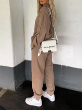 Load image into Gallery viewer, Solid Color Simple Turtleneck Loose Casual Two-piece Suit
