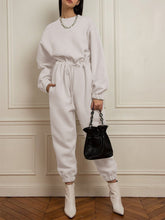 Load image into Gallery viewer, Fashion Solid Color Round Neck Drawstring Waist Casual Jumpsuit
