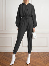 Load image into Gallery viewer, Fashionable Hooded Drawstring Waist Casual Zipper Jumpsuit
