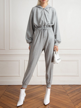 Load image into Gallery viewer, Fashionable Hooded Drawstring Waist Casual Zipper Jumpsuit
