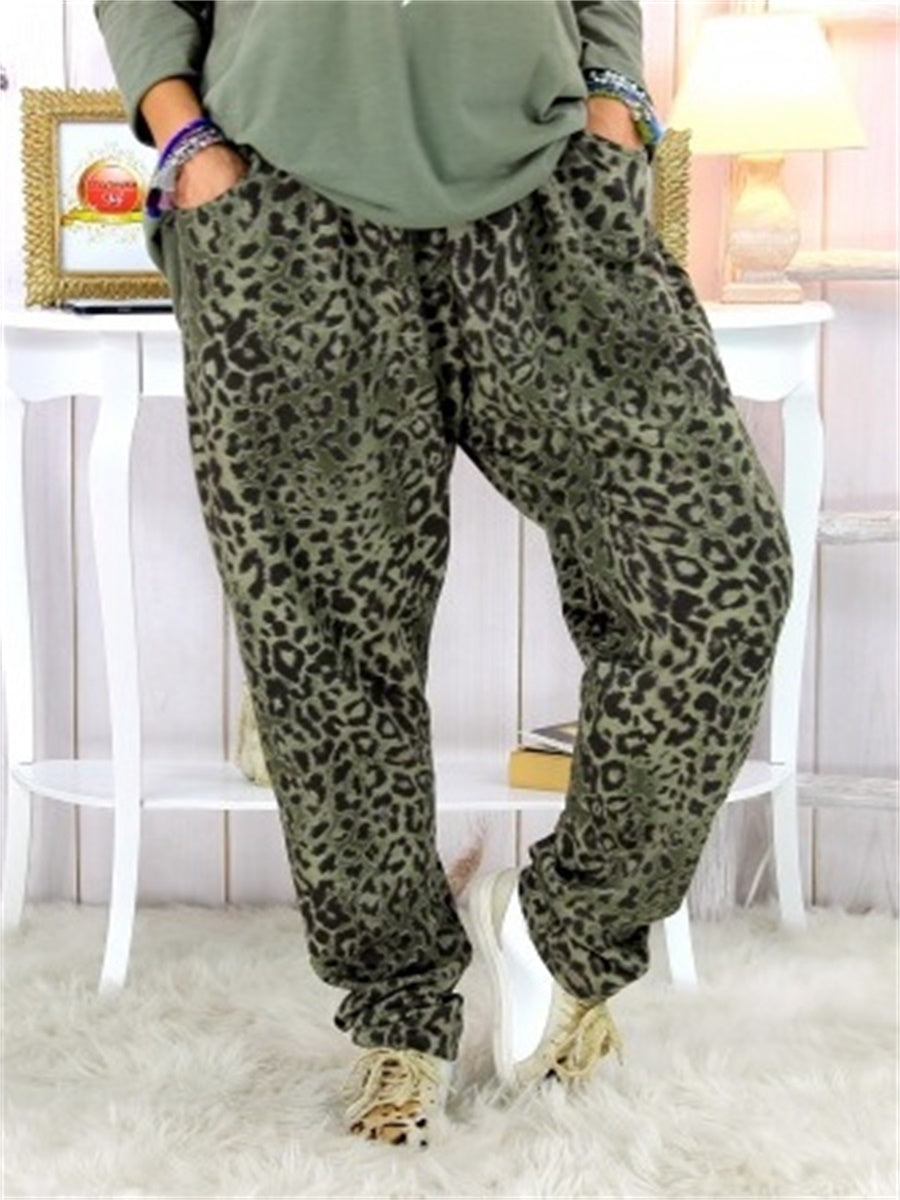 Casual Leopard Print Loose Women'S Trousers