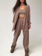 Load image into Gallery viewer, V-Neck Buttons Cardigan Two-Piece Suit
