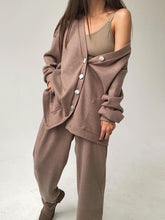 Load image into Gallery viewer, V-Neck Buttons Cardigan Two-Piece Suit
