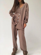 Load image into Gallery viewer, V-Neck Buttons Cardigan Two-Piece Suit
